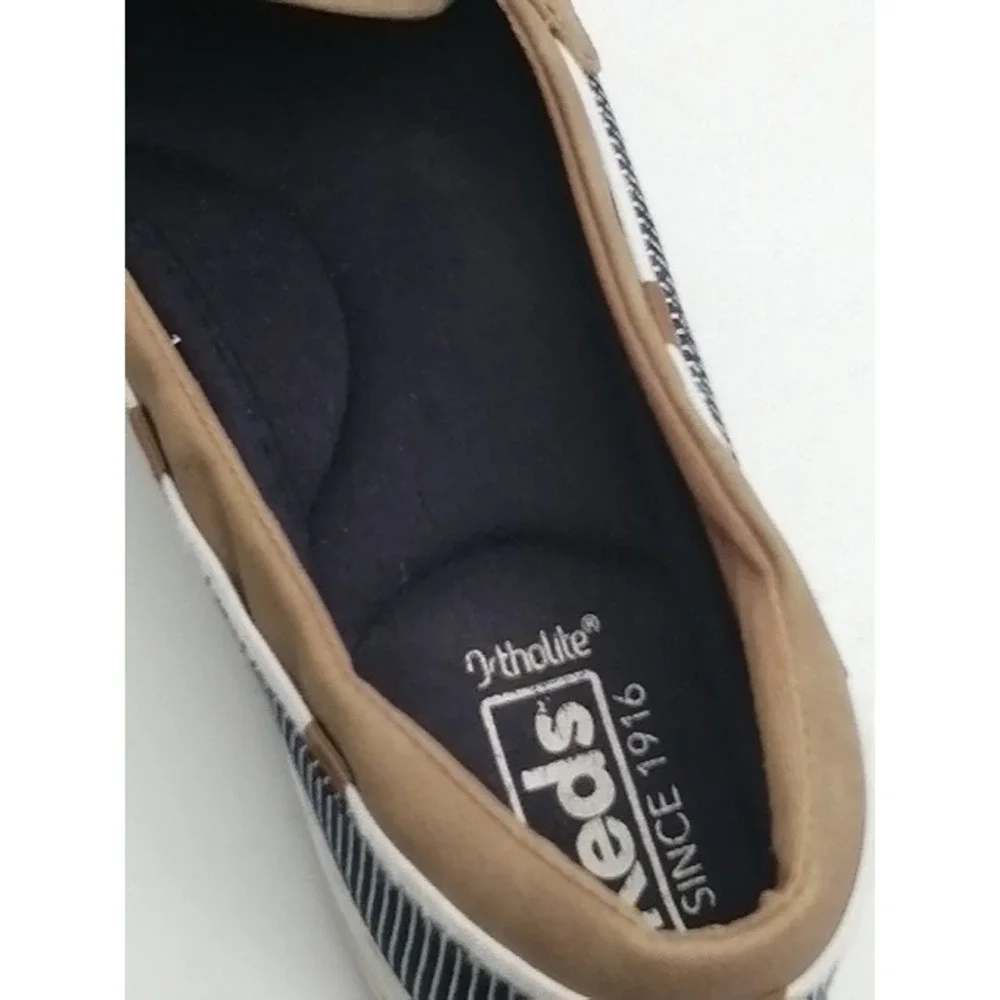 Keds Sneakers Womens Blue Striped‎ 9 Slip On Boat Shoe Ortholite Comfort Beach
